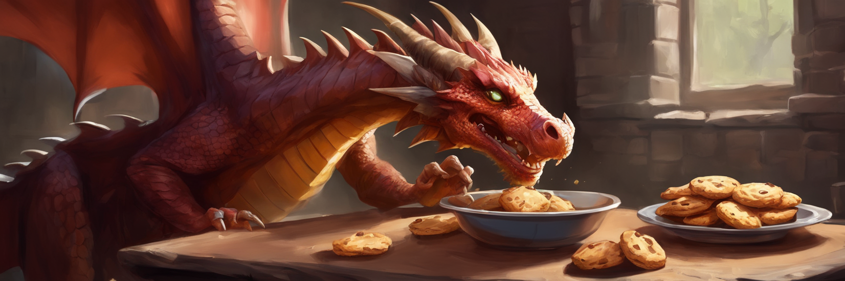 A Red Dragon eating some Cookies